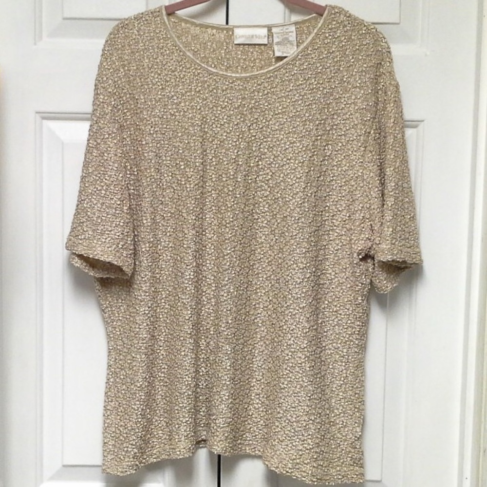 Christie & Jill Tan Textured Career Top -HOST PICK - Picture 1 of 3